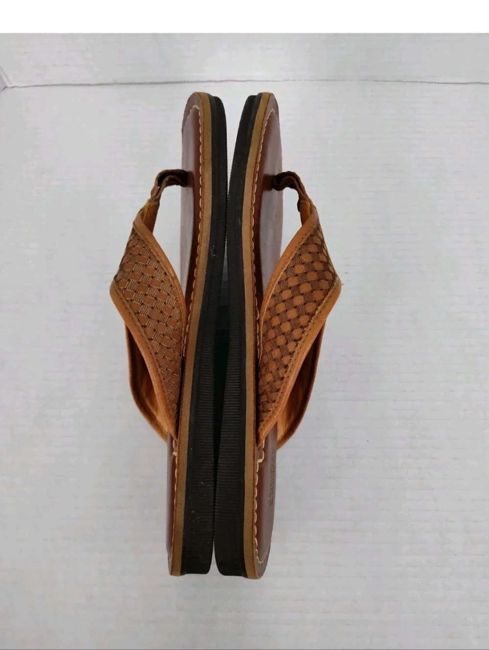 Johnston & Murphy Mens Norris Thong Sandals Cushioned Brown Leather Size 8